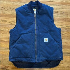 Vintage Y2K Carhartt V01 NVY blue work wear vest L